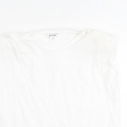 Monki Womens White 100% Cotton Basic Blouse Size XS Round Neck
