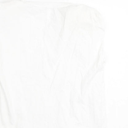 Monki Womens White 100% Cotton Basic Blouse Size XS Round Neck