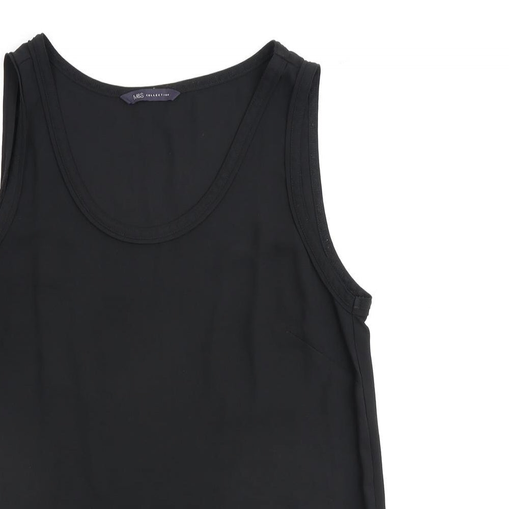 Marks and Spencer Womens Black Polyester Basic Tank Size 10 Round Neck