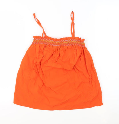 Marks & Spencer Womens Orange 100% Cotton Basic Tank Size 8 Square Neck - Shirred