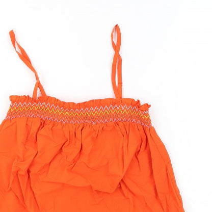 Marks & Spencer Womens Orange 100% Cotton Basic Tank Size 8 Square Neck - Shirred