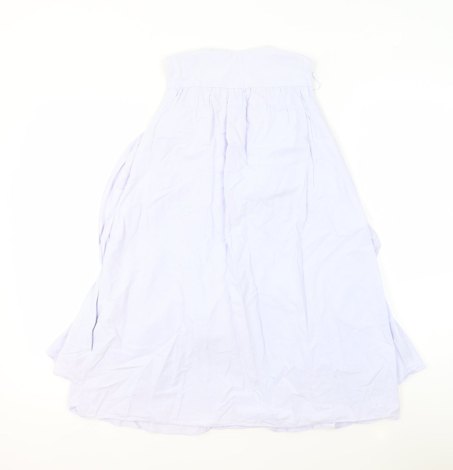 Zara Womens Blue 100% Cotton A-Line Size S V-Neck Button - Ruffles