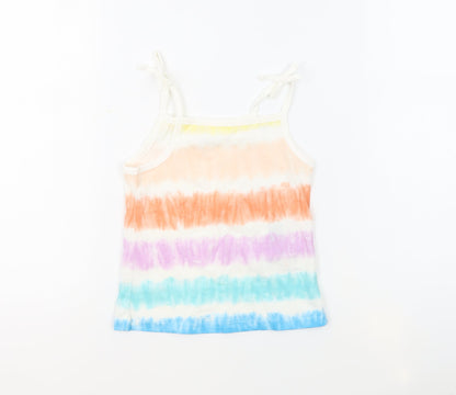 Additional front view of Marks & Spencer girls’ multicoloured geometric 100% cotton basic tank, years square neck pullover