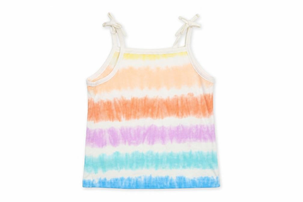 Marks & Spencer Girls Multicoloured Geometric 100% Cotton Basic Tank Size 4-5 Years Square Neck Pullover - Tie Dye