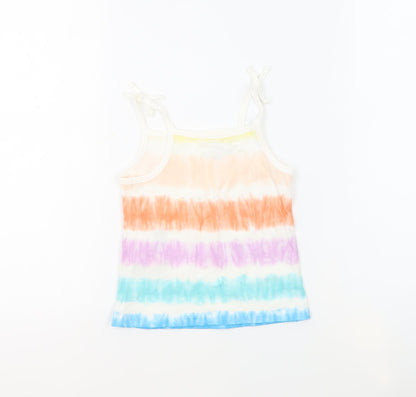 Back view of Marks & Spencer girls’ multicoloured geometric 100% cotton basic tank, years square neck pullover - tie dye