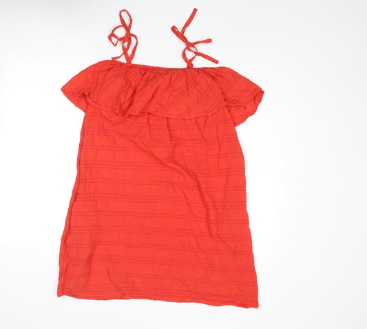 Target Womens Red Cotton Mini Size 12 Square Neck Tie - Layered