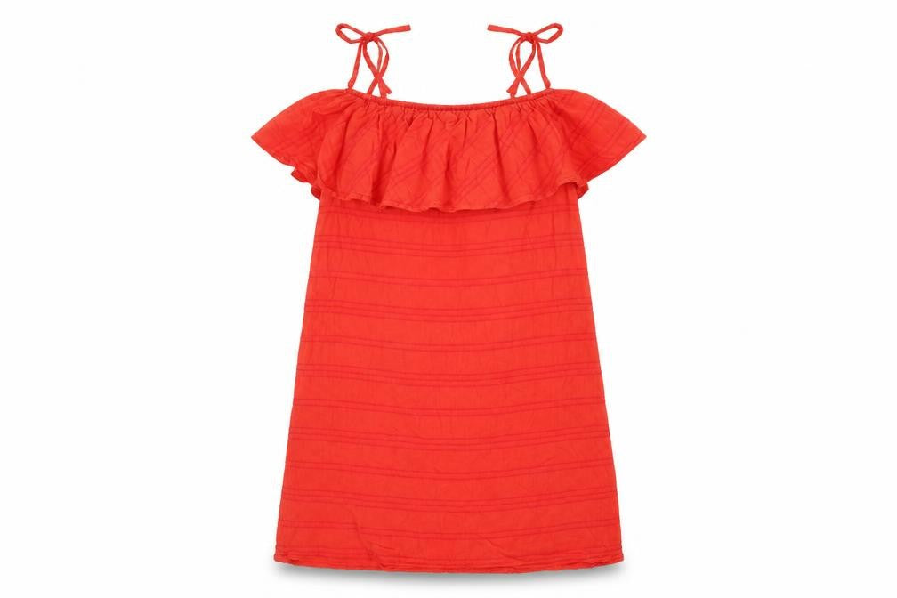 Target Womens Red Cotton Mini Size 12 Square Neck Tie - Layered