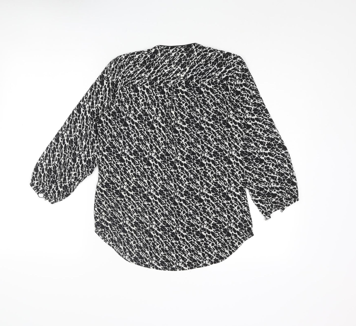 H&M Womens Black Geometric Polyester Basic Blouse Size 4 V-Neck