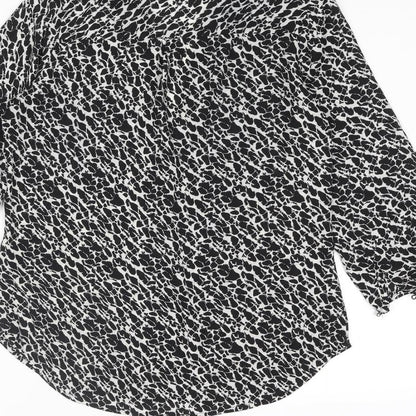 H&M Womens Black Geometric Polyester Basic Blouse Size 4 V-Neck