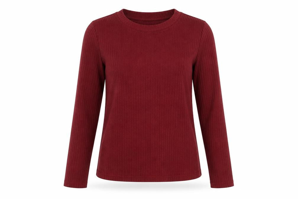Marks & Spencer Womens Red Polyester Basic Blouse Size 8 Round Neck - Ribbed