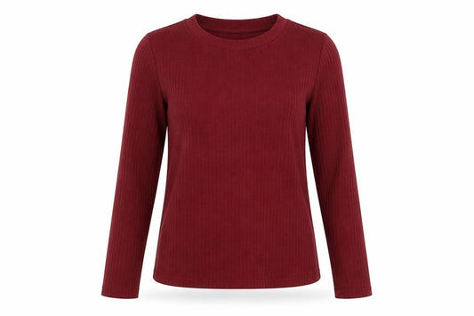 Marks and Spencer Womens Red Polyester Basic Blouse Size 8 Round Neck - Ribbed