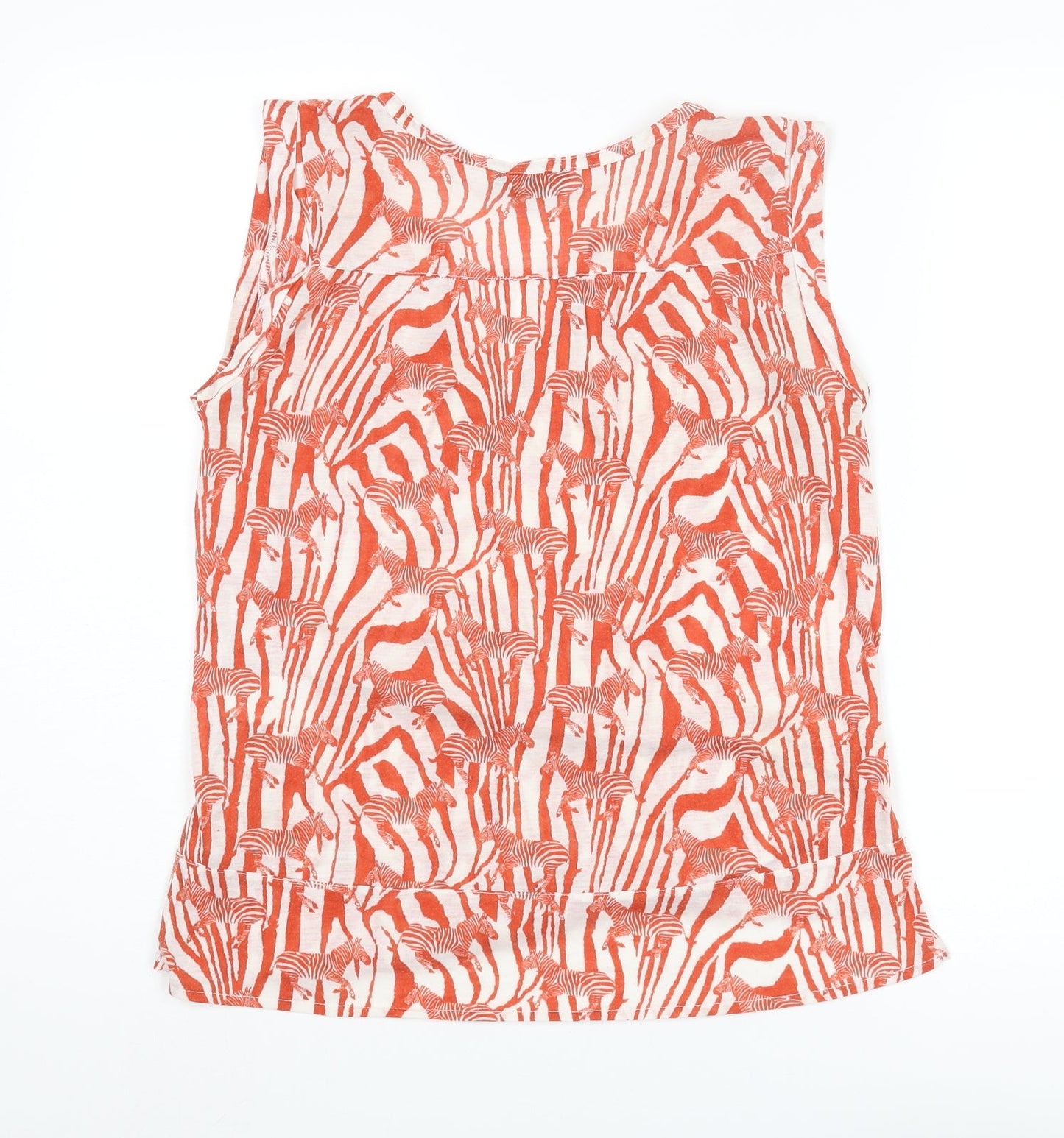 H&M Womens Orange Geometric Polyester Basic Blouse Size XS V-Neck - Zebra Print