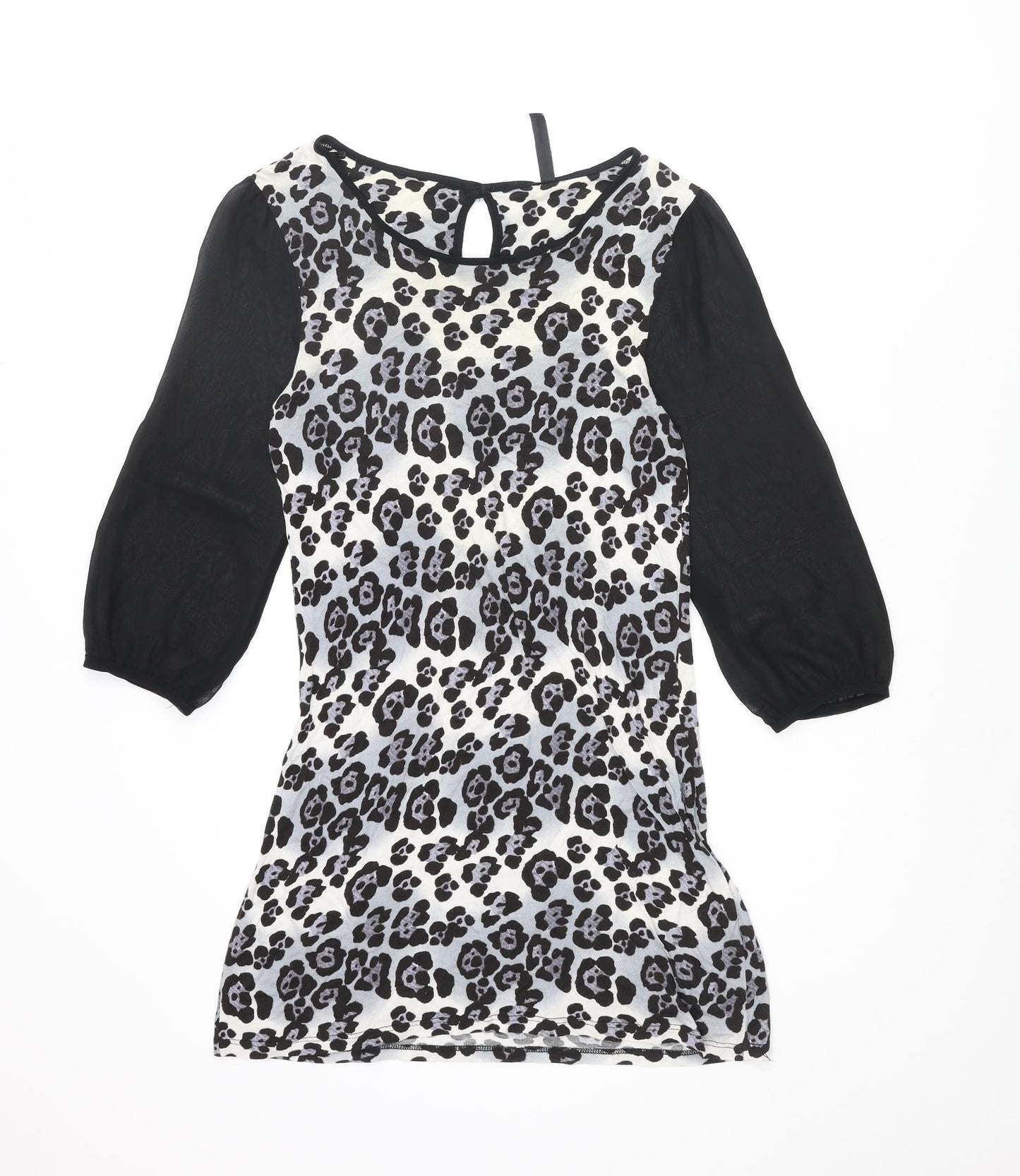 NEXT Womens Multicoloured Animal Print Viscose Tunic Blouse Size 8 Round Neck - Leopard Print