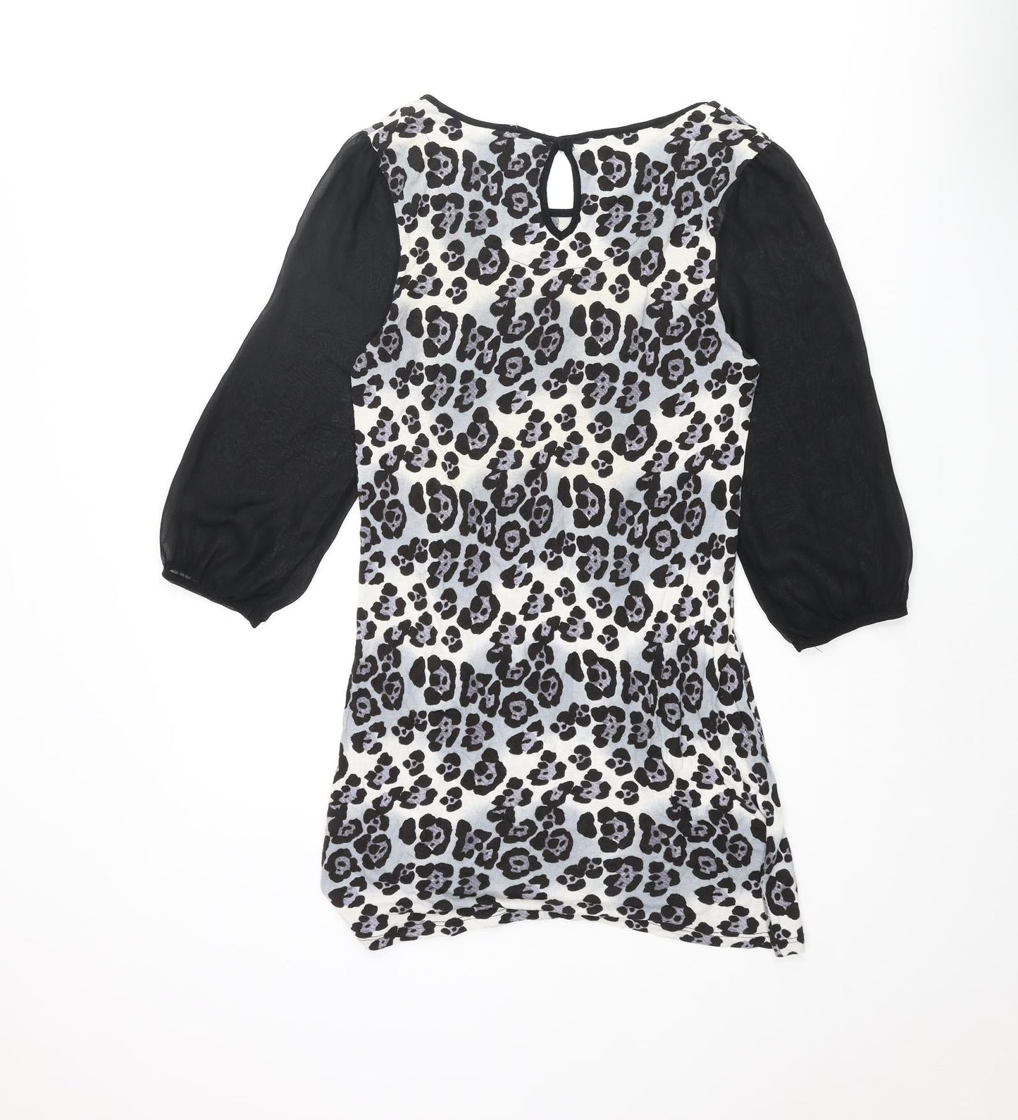 NEXT Womens Multicoloured Animal Print Viscose Tunic Blouse Size 8 Round Neck - Leopard Print