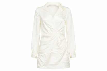 Zara Womens Ivory Polyester Wrap Dress Size M Collared Zip