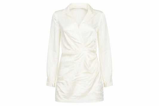 Zara Womens Ivory Polyester Wrap Dress Size M Collared Zip