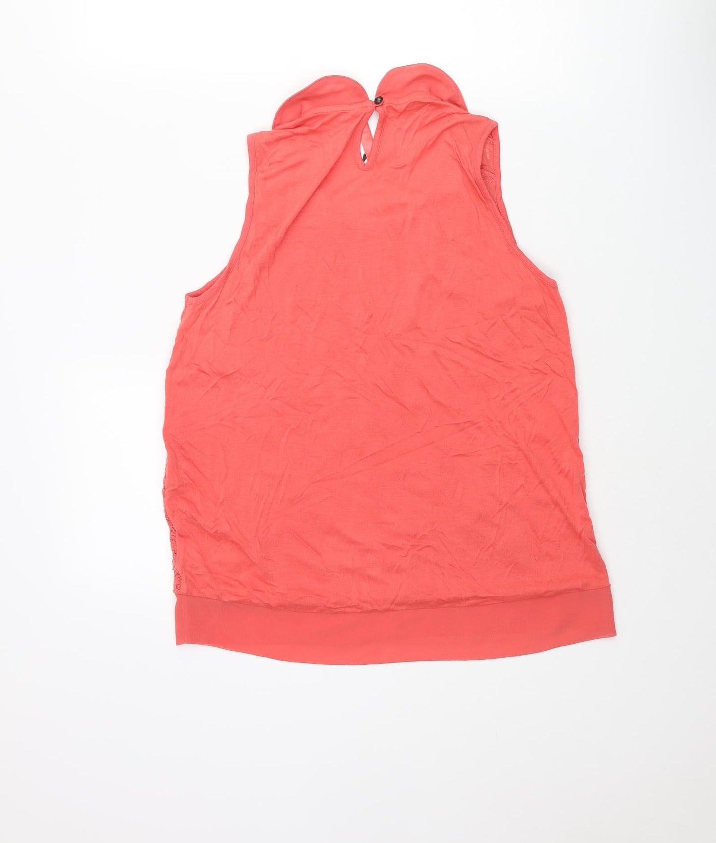 NEXT Womens Pink Cotton Camisole Blouse Size 12 Collared - Floral Lace Front