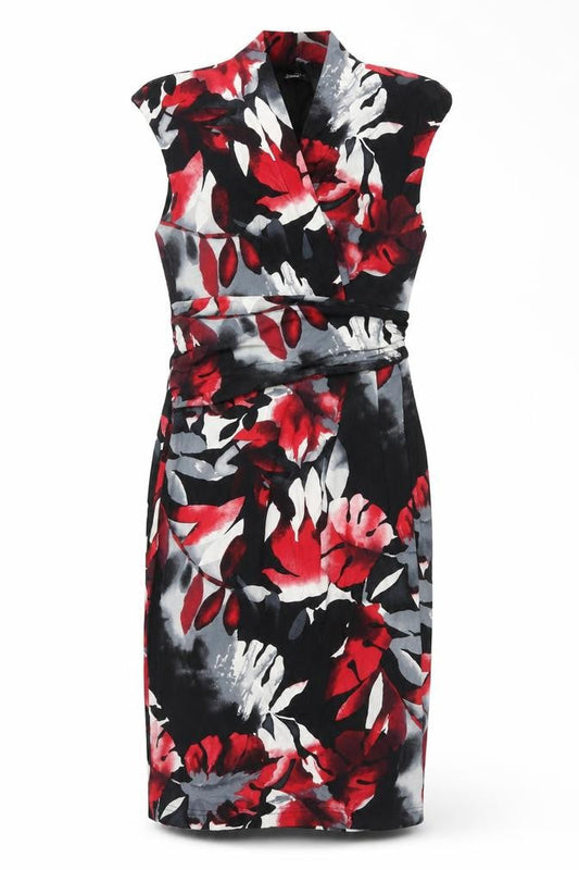 Roman Womens Multicoloured Geometric Viscose Pencil Dress Size 12 V-Neck Pullover - Leaf Print