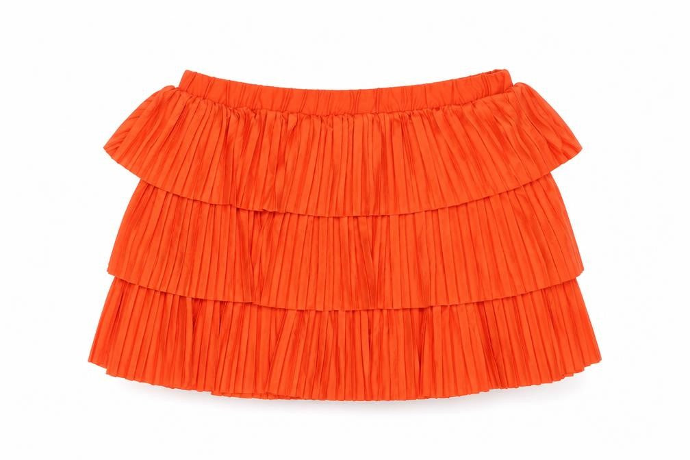Zara Womens Red Polyester Mini Skirt Size M - Layered Pleat