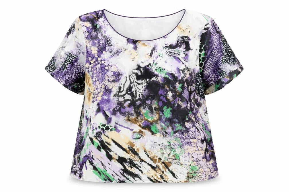 Gray & Osbourn Womens Multicoloured Geometric Polyester Basic Blouse Size 16 Scoop Neck