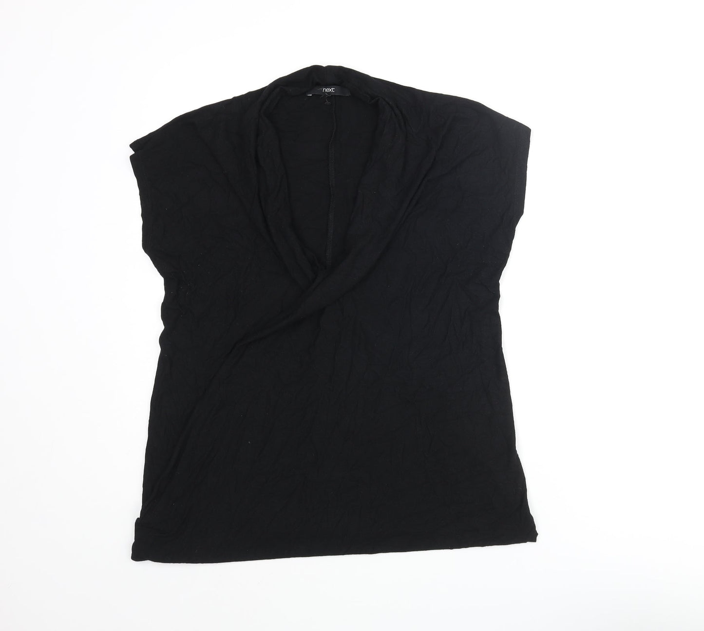 NEXT Womens Black Viscose Basic Blouse Size 12 V-Neck