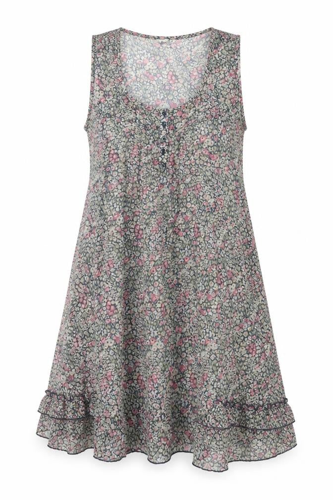 Indigo Womens Multicoloured Floral Polyester Shift Size 12 Scoop Neck Button - Frill