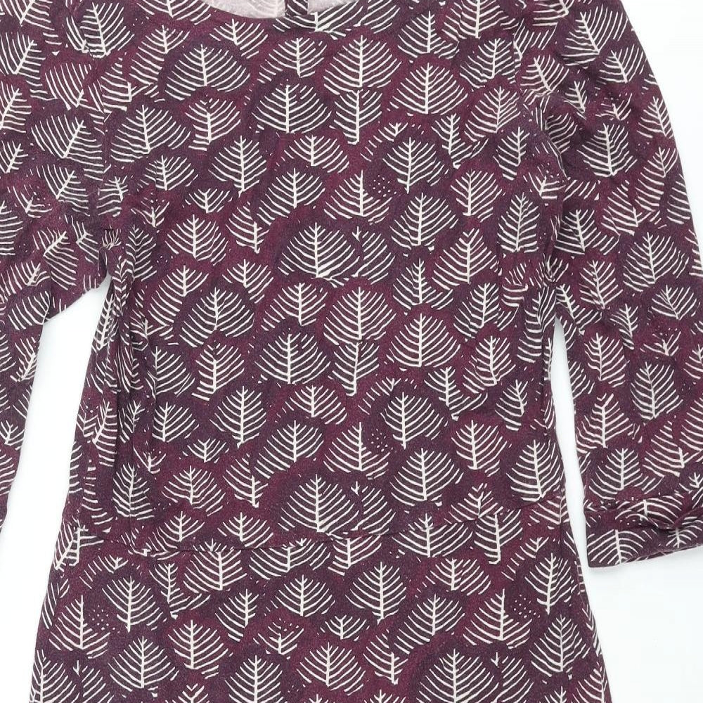 Whtie Stuff Womens Pink Geometric Cotton Shift Size 12 Round Neck Button