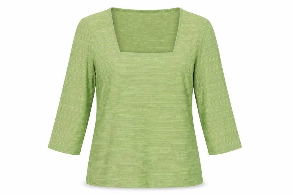 Alex & Co Womens Green Polyamide Basic Blouse Size 8 Square Neck