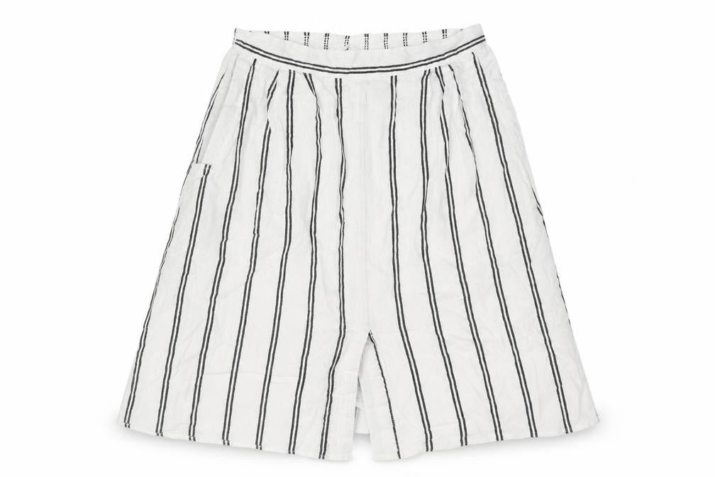 Mango Womens White Striped Cotton A-Line Skirt Size M - Front Vent