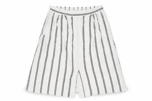 Mango Womens White Striped Cotton A-Line Skirt Size M - Front Vent
