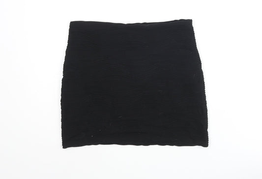 River Island Womens Black Polyester Bandage Skirt Size 10 - Wave Texture