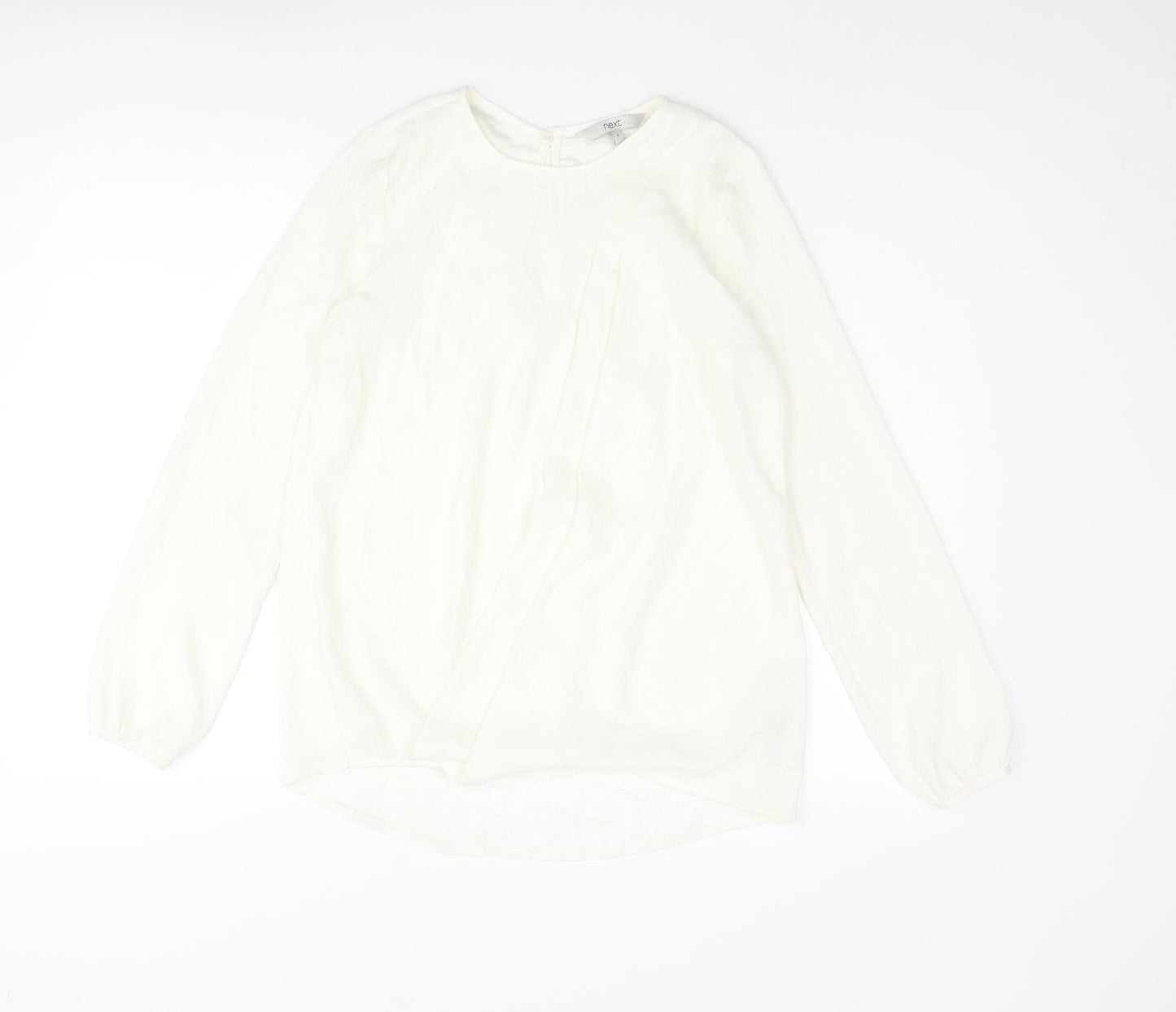 NEXT Womens Ivory Polyamide Basic Blouse Size 6 Round Neck - Pleated
