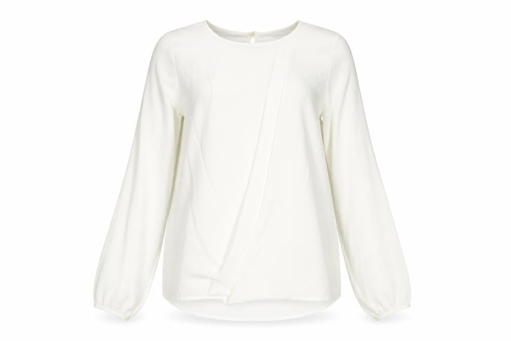 NEXT Womens Ivory Polyamide Basic Blouse Size 6 Round Neck - Pleated