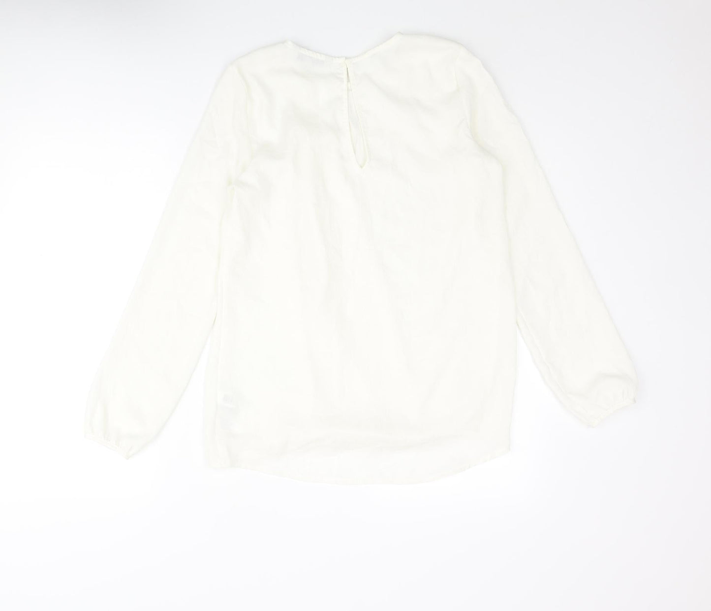 NEXT Womens Ivory Polyamide Basic Blouse Size 6 Round Neck - Pleated