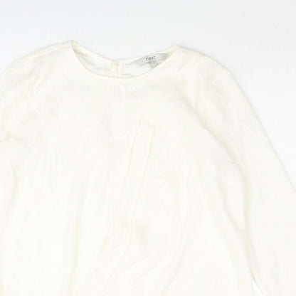 Next Womens Ivory Polyamide Basic Blouse Size 6 Round Neck - Pleated