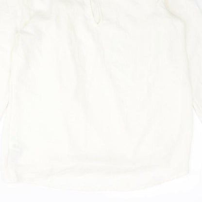 Next Womens Ivory Polyamide Basic Blouse Size 6 Round Neck - Pleated