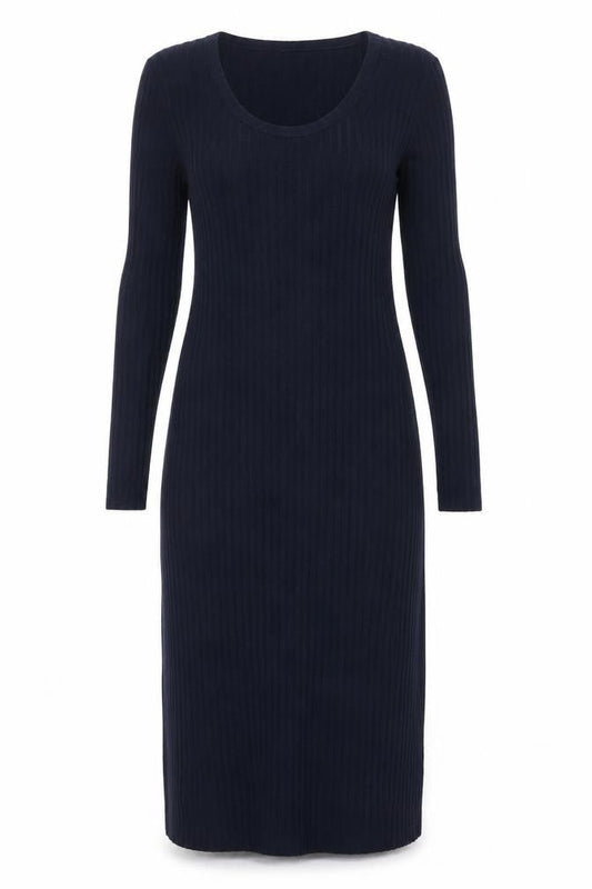 Marks & Spencer Womens Blue Polyester Pencil Dress Size 8 Round Neck Pullover