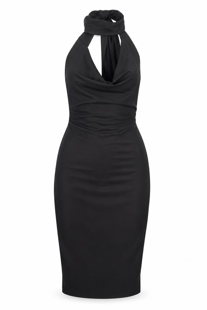 Missguided Womens Black Polyester Bodycon Size 6 Mock Neck Zip