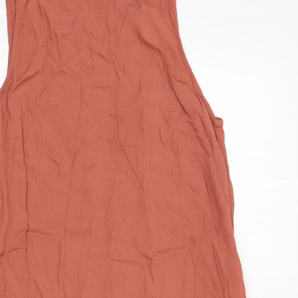 New Look Womens Pink Viscose Tunic Blouse Size 6 Round Neck