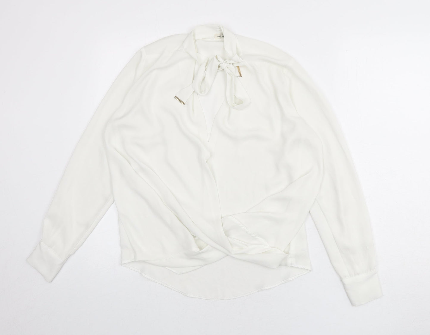 River Island Womens White Polyester Basic Blouse Size 8 V-Neck