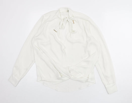 River Island Womens White Polyester Basic Blouse Size 8 V-Neck