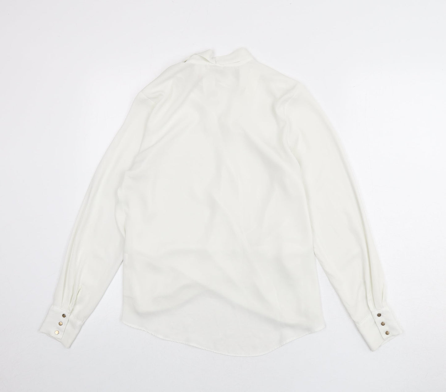 River Island Womens White Polyester Basic Blouse Size 8 V-Neck