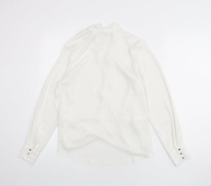 River Island Womens White Polyester Basic Blouse Size 8 V-Neck