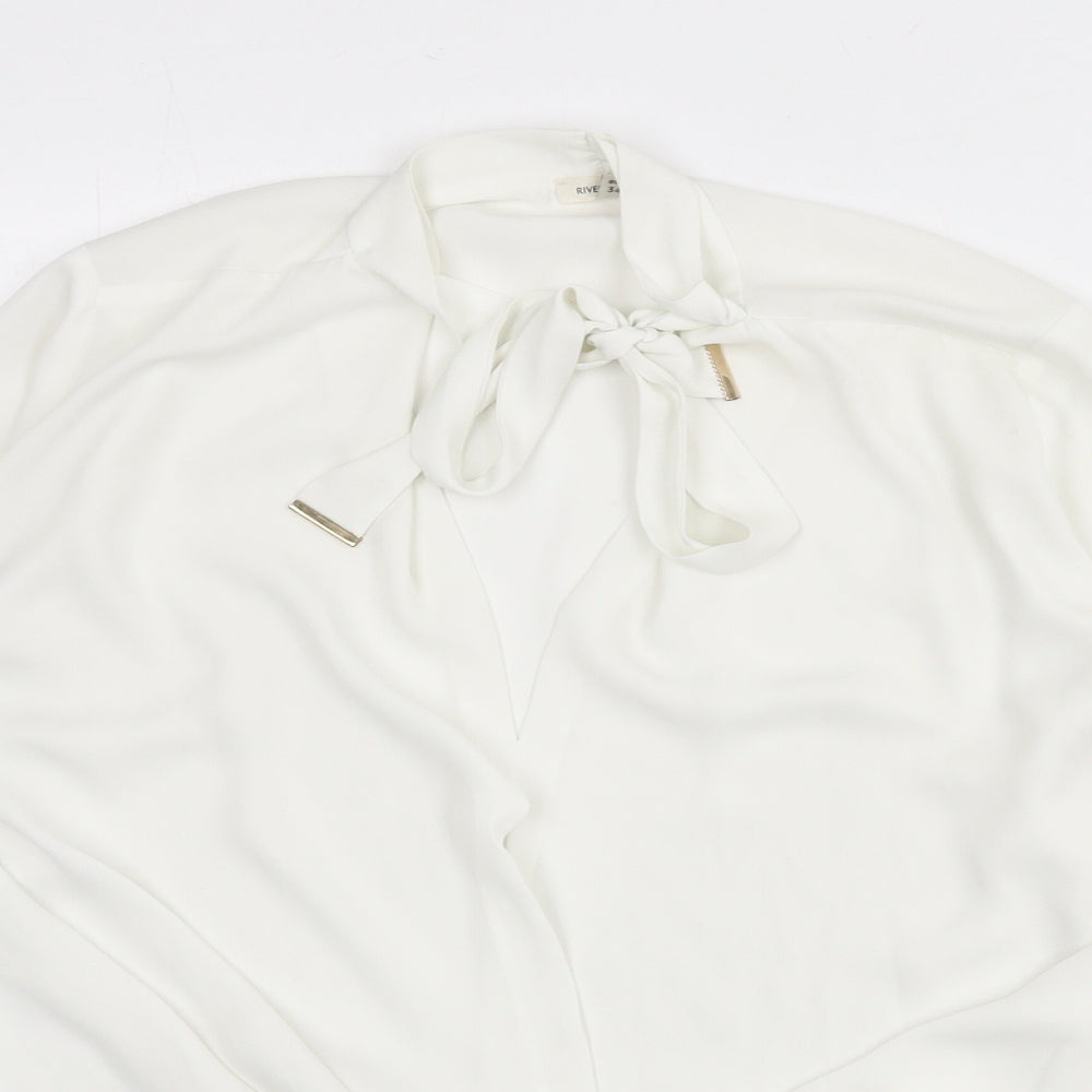 River Island Womens White Polyester Basic Blouse Size 8 V-Neck