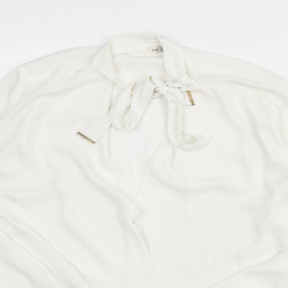 River Island Womens White Polyester Basic Blouse Size 8 V-Neck
