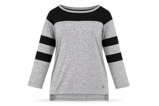 L.o.v Womens Grey Polyester Basic T-Shirt Size S Round Neck - Mesh Panels