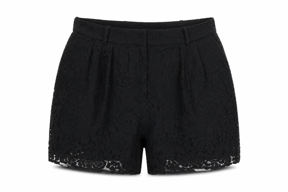 Weekday Womens Black Floral Polyamide Basic Shorts Size L L3 in Regular Zip - Lace Overlay