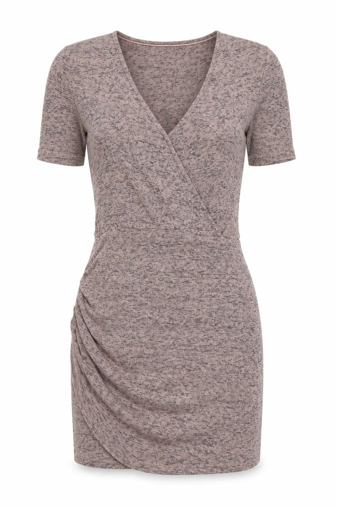 Zara Womens Pink Polyester Mini Size S V-Neck Pullover - Ruched Side