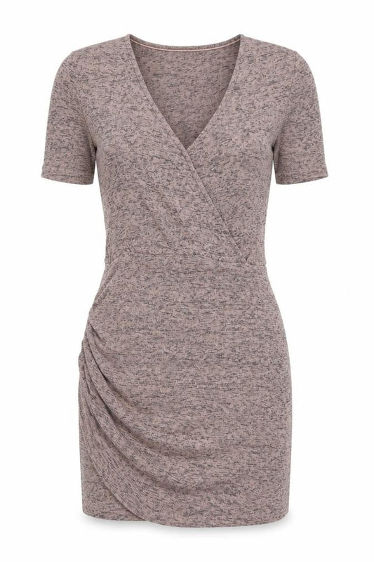 Zara Womens Pink Polyester Mini Size S V-Neck Pullover - Ruched Side