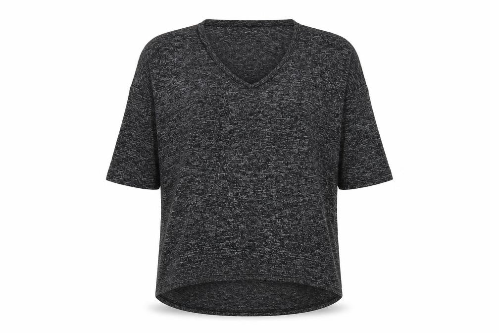 newl Womens Grey Viscose Basic T-Shirt Size S V-Neck